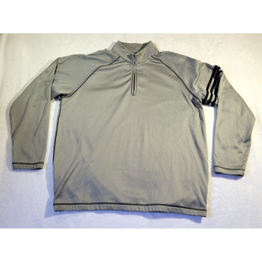 Adidas Golf 1/4 Zip Mock Neck Pullover Gray Mens L Fleece Interior Heavyweight